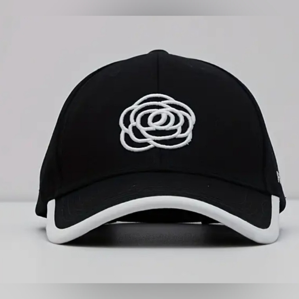 Black Floral Embroidery Camilla Flower Ball Cap New without Tags - Picture 2 of 3